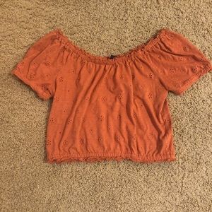 Orange American Eagle off the shoulder Crop Top